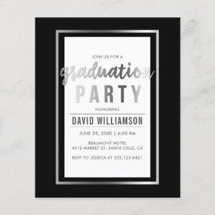 Budget Silver & Black Typography Graduation Party