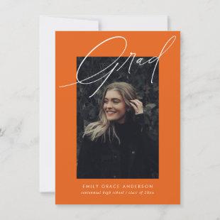 Budget Simple Calligraphy Three Photo Graduation Announcement