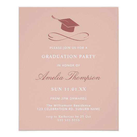 Budget Simple Elegant Pink Cap Party Graduation Flyer