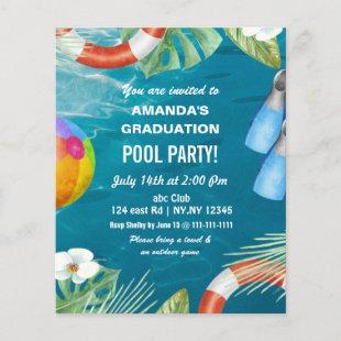 Budget Summer Pool Party Graduation Invitation
