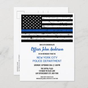 Budget Thin Blue Line Police Retirement Invitation
