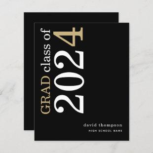 Budget Typography Black 2024 Grad Announcement