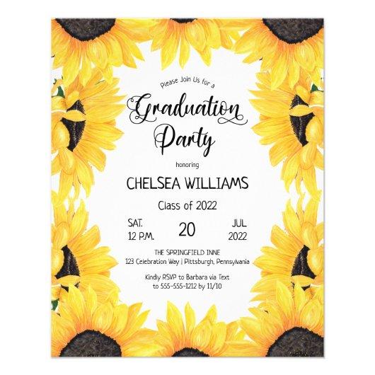 Budget Watercolor Sunflowers Graduation Party Flyer