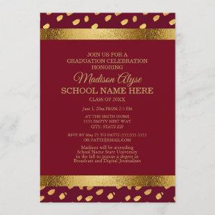 Burgundy and Gold Graduation Party Invitation