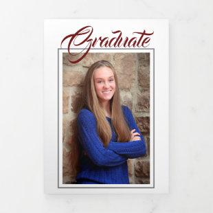 Burgundy and Gray Photo Graduation Announcement