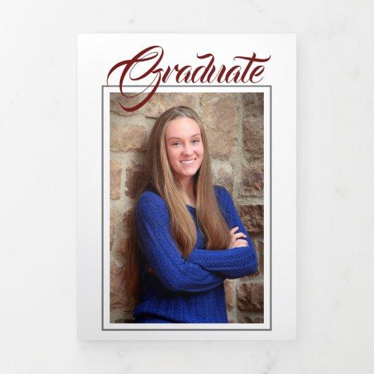 Burgundy and Gray Photo Graduation Announcement