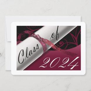 Burgundy and White Graduation Announcement
