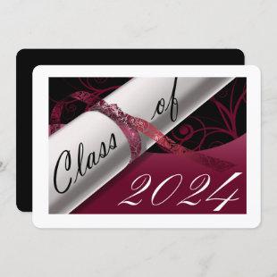 Burgundy and White Graduation Party Invitation