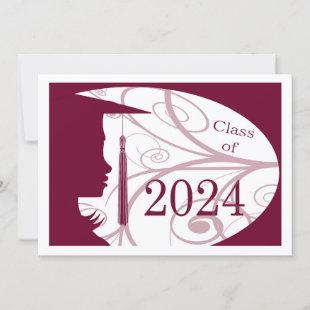 Burgundy and White Silhouette 2024 Card