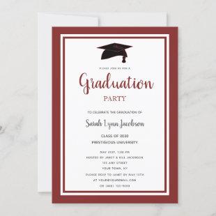 Burgundy Formal Graduation Party Invitation