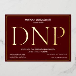 Burgundy Gold DNP Graduation Foil Invitation