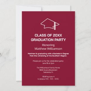 Burgundy Graduation Party Invitation