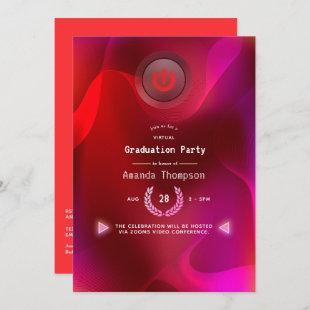 Burgundy Red and Pink Virtual Graduation Party Invitation
