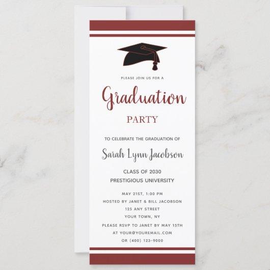 Burgundy White Formal Graduation Party Invitation
