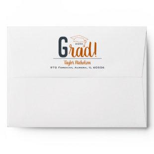 Burnt Orange and Dark Gray Graduation Cap Envelope