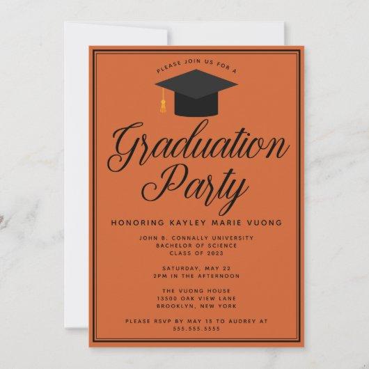 Burnt Orange Personalized 2023 Graduation Party Invitation