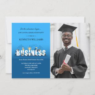 Business School Graduation Party Photo Invitation