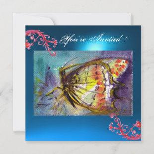BUTTERFLY 2 BLUE SAPPHIRE  bright pink,red yellow Invitation