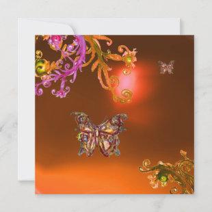 BUTTERFLY AGATE ,bright  orange pink yellow  brown Invitation