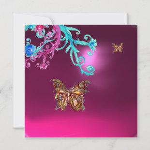 BUTTERFLY  AMETHYST , purple blue bright pink red Invitation