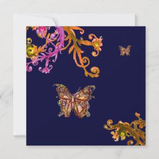 BUTTERFLY , bright pink yellow blue Invitation