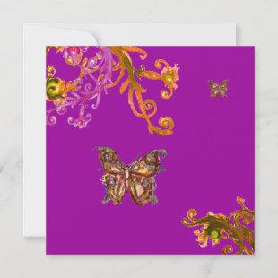 BUTTERFLY , bright pink yellow purple violet Invitation