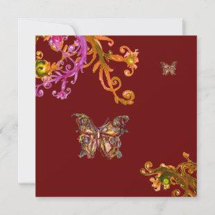 BUTTERFLY , bright pink yellow red Invitation