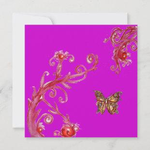 BUTTERFLY , bright red black purple violet Invitation