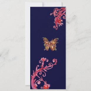 BUTTERFLY , bright red blue Invitation