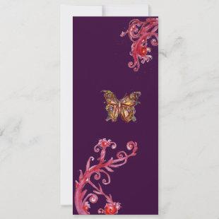 BUTTERFLY , bright red purple Invitation
