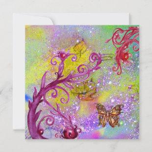 BUTTERFLY IN PURPLE SPARKLES Elegant Wedding Party Invitation