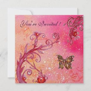 BUTTERFLY IN SPARKLES Elegant Pink Wedding Party Invitation