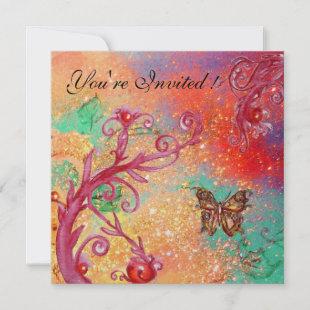 BUTTERFLY IN SPARKLES Elegant Wedding Party Gold Invitation