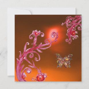 BUTTERFLY ORANGE AGATE bright pink,red yellow Invitation