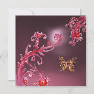 BUTTERFLY PINK AMETHYST bright red Invitation