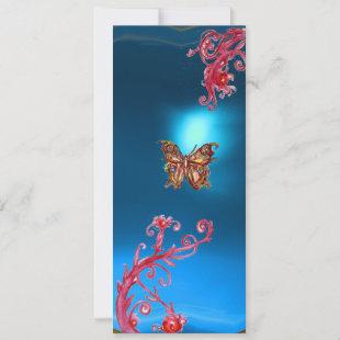 BUTTERFLY SAPPHIRE, blue  bright red pink violet Invitation