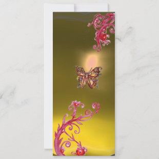 BUTTERFLY  TOPAZ , yellow bright red pink violet Invitation