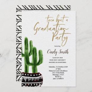 Cactus Taco bout a Graduation Party Green Invitation