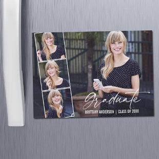 Calligraphy Ink 4 Photo Graduation Magnet Card