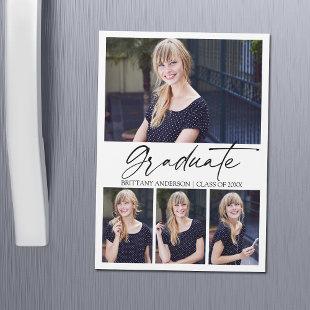 Calligraphy Ink Graduation 4 Photo Magnet Card