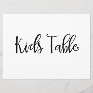 Calligraphy | "Kids Table" Wedding Sign Invitation