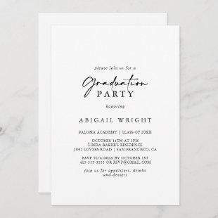 Calligraphy Modern Elegant Graduation Party  Invitation