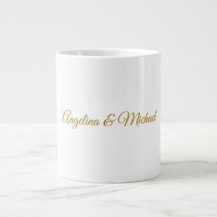 Calligraphy Professional Elegant Gold Color Giant Coffee Mug