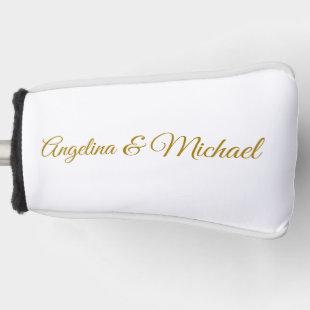 Calligraphy Professional Elegant Gold Color Golf Head Cover
