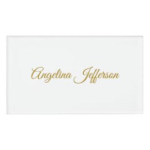 Calligraphy Professional Elegant Gold Color Name Tag
