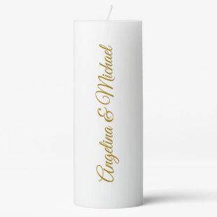 Calligraphy Professional Elegant Gold Color Pillar Candle