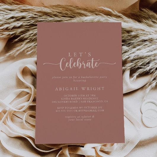 Calligraphy Terracotta Let's Celebrate Party  Invitation