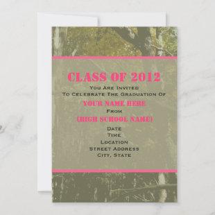 Camo & Pink Class Of 2012 Graduation Invitation