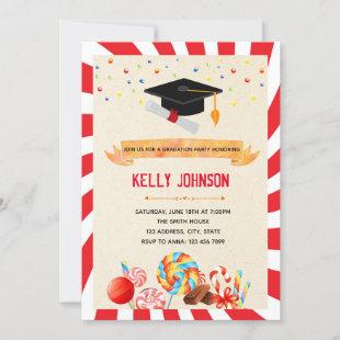 Candy graduation party invitation