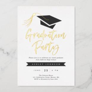 Cap and Tassel Graduation Party Foil Invitation
